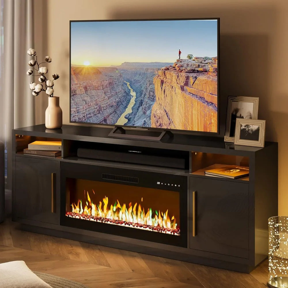 70" TV Stand with LED Fireplace Heater
