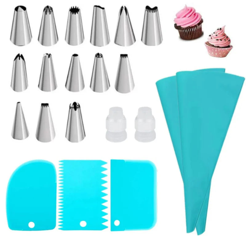 Silicone Piping Bags & Tips Decorating Kit