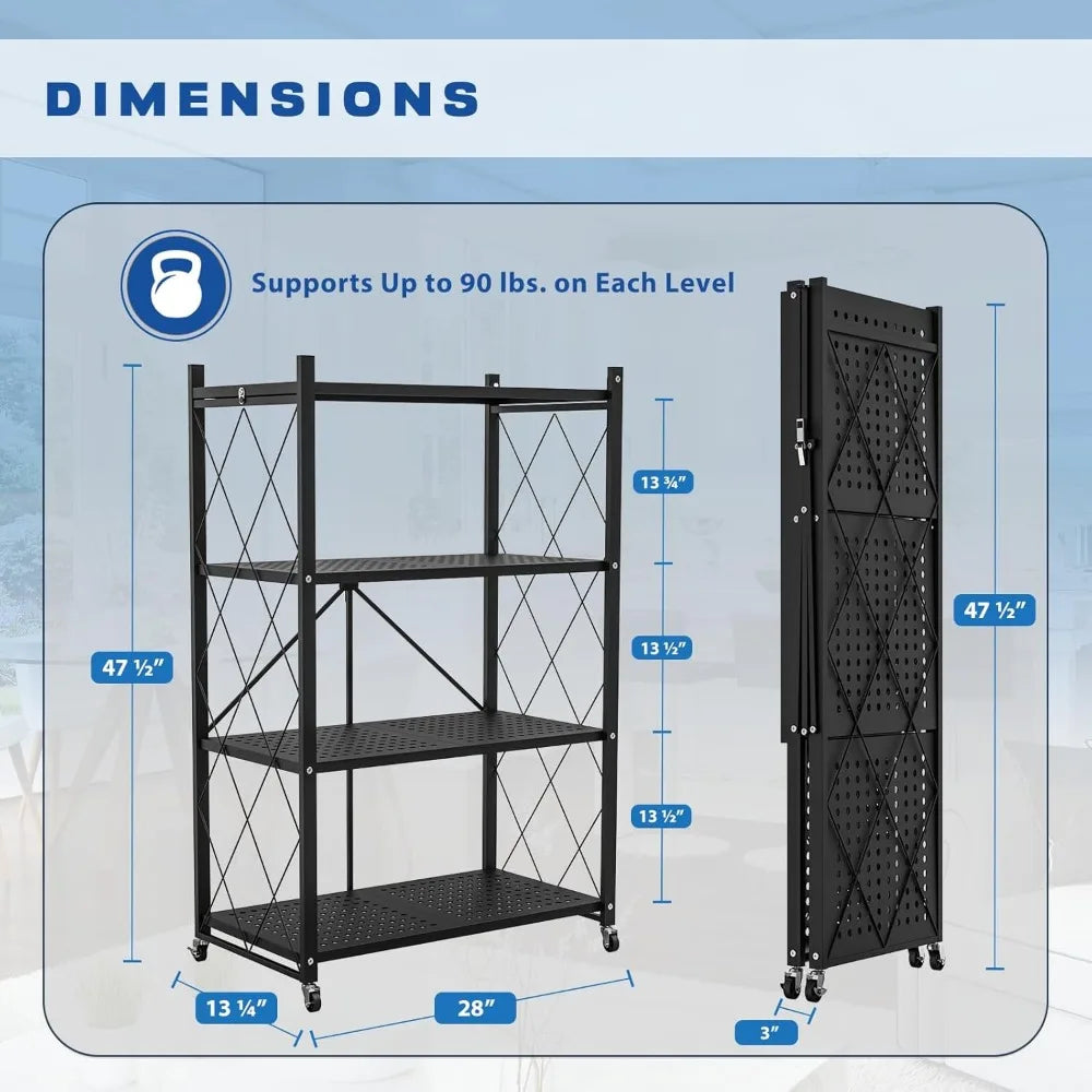 4-Tier Rolling Storage Shelf with Wheels