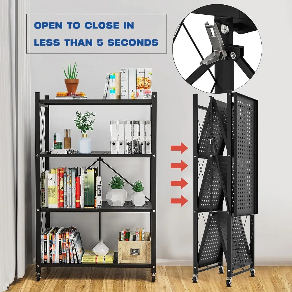 4-Tier Rolling Storage Shelf with Wheels