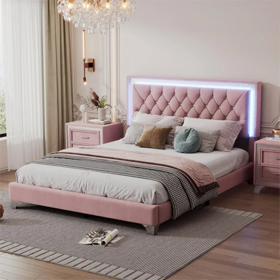 3-Piece Queen Bedroom Set with LED Lights