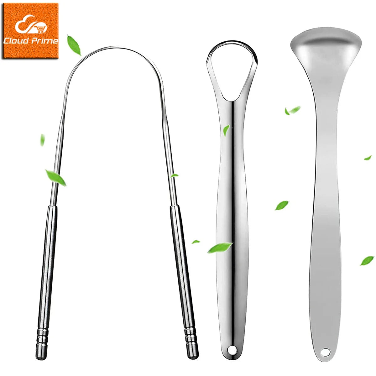 Portable Premium 3pcs Metal Tongue Scraper Cleaner for Adults & Kids,