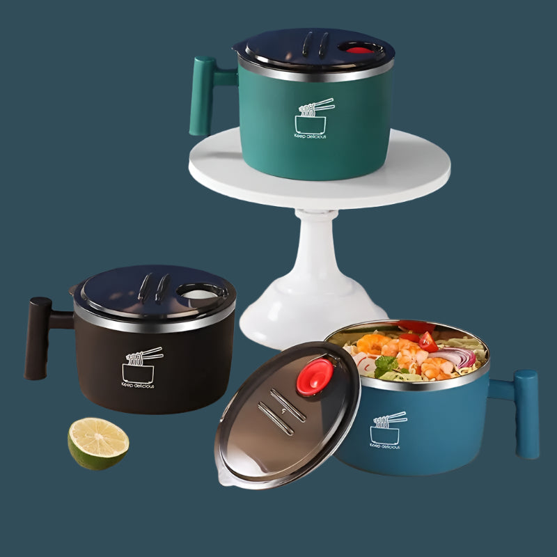 Stainless Steel Bowl with Lid & Drain