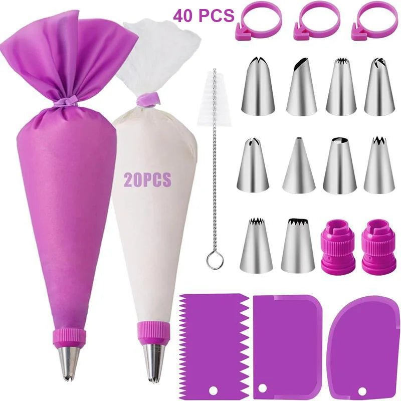 Silicone Piping Bags & Tips Decorating Kit