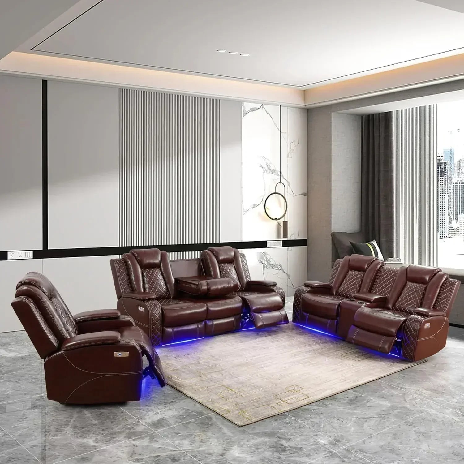 Living Room Recliner Sofa Set
