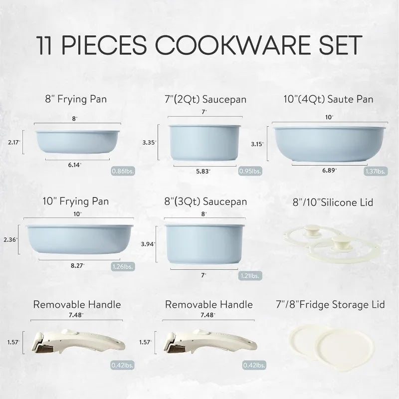 Nonstick Detachable Handle Cookware Set