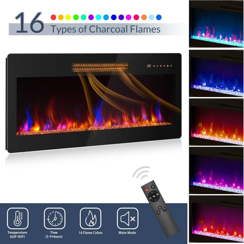 70" TV Stand with LED Fireplace Heater